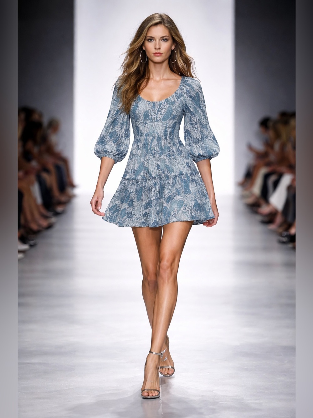 Betsey Johnson Blue Burnout Velvet Fit & Flare Dress Womens Size M $109